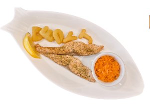 Nuggetsy z kurczaka w panko z buźkami frytowanymi i surówką z marchewki