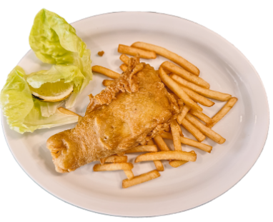 Smażony filet z dorsza w cieście po parysku z frytkami